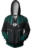 BFJFY Men's Halloween Superhero Captain Marvel Printed Zipper Hoodie Casual Style - BFJ Cosmart