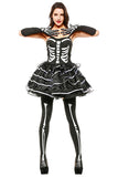 BFJFY Women's Skeleton Bones Costume Halloween Party Strapless Fancy Dress Outfit - BFJ Cosmart