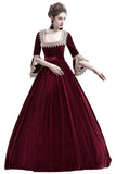 BFJFY Women Cosplay Medieval Pure Color Court High Waist Dress For Halloween - BFJ Cosmart