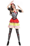 BFJFY Women Halloween Skull Ghost Bride Costumes Bride Party Dress - BFJ Cosmart