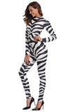 BFJFY Halloween Women‘s Cosplay Black White Striped Cowgirl Bodysuit - BFJ Cosmart
