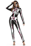 BFJFY Women's Halloween Scary Bones Skull Cosplay Jumpsuit - BFJ Cosmart