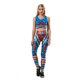 BFJFY Halloween Women's Usa Flag Printed Gym Yoga Sports Leggings Set - BFJ Cosmart