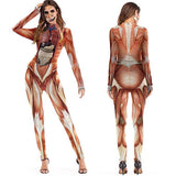 BFJFY Women's Cosplay Scary Halloween 3d Skull Viscera Blood Print Jumpsuit - BFJ Cosmart