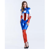 BFJFY Women Superhero Halloween Costume Captain America Cosplay Jumpsuit - BFJ Cosmart