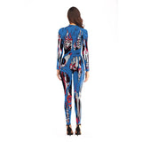 BFJFY Halloween Women's Scary Skull Bleeding Eyes Pattern Bodysuit - BFJ Cosmart