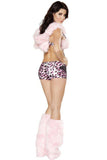 BFJFY Women Sexy Pink Faux Fur Leopard Catlady Halloween Cosplay Costume - BFJ Cosmart