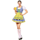 BFJFY Adult Womens Brewery Babe Plaid Pattern German Oktoberfest Maid Beer Girl Sexy Costume - BFJ Cosmart