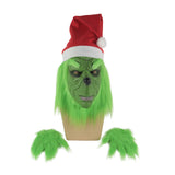 Funny Grinch Stole Christmas Latex Mask Gloves XMAS Costume Adult Party Mask Grinch Cosplay Carnival Face Masks - BFJ Cosmart