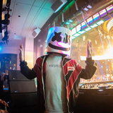 LED Marshmallow DJ Mask Full Head Helmet Cosplay Party Bar Music Prop Halloween - BFJ Cosmart