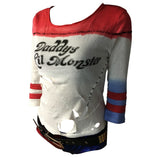 Batman Arkham Asylum City 2016 Suicide Squad Harley Quinn Costume T Shirt Daddy's Lil Monster T-Shirt Joker Cosplay Costumes - BFJ Cosmart
