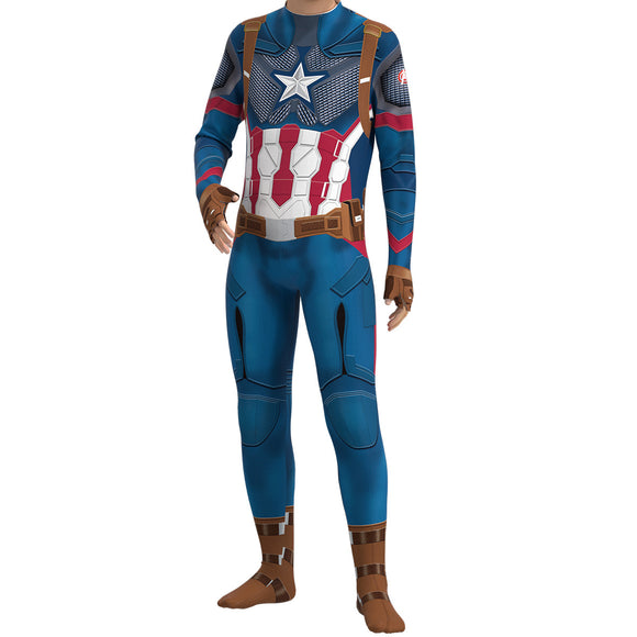 Captain America Jumpsuit Cosplay Costume Halloween Carnival Dress Up Outfits