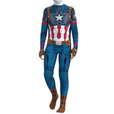 Captain America Jumpsuit Cosplay Costume Halloween Carnival Dress Up Outfits