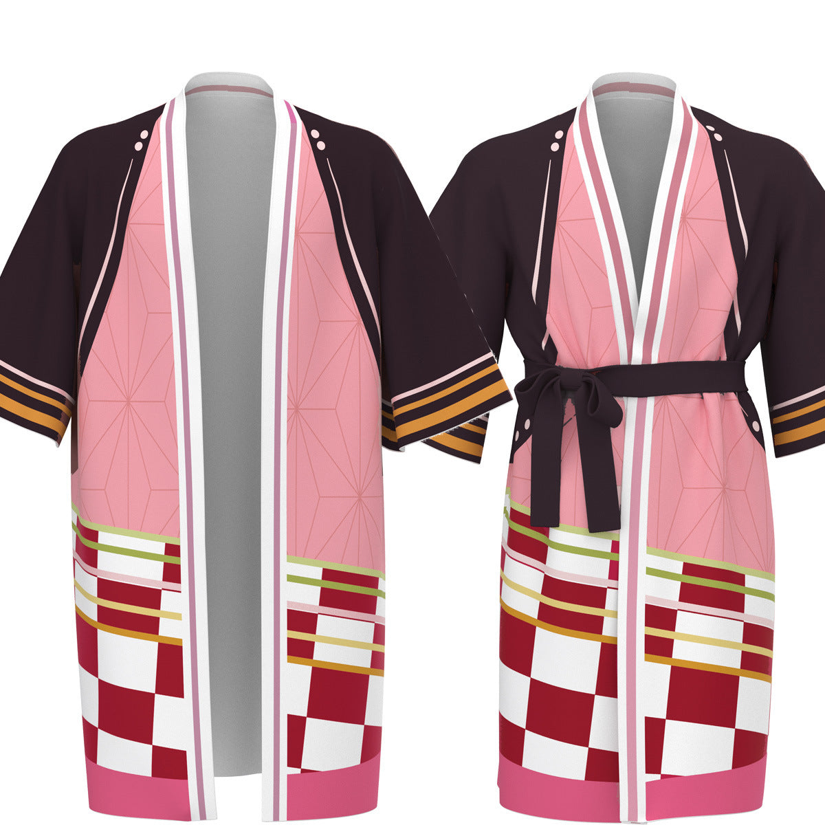 Demon Slayer Kimono Short Sleeve Cover Up Kimono Cosplay Costume Hallo –  BFJ Cosmart