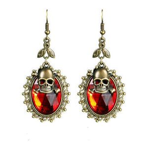 BFJFY Women Halloween Accessories Retro Jewelry Gothic Skull Crystal Earrings - BFJ Cosmart