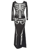 BFJFY Scary Bones Skull Long Dress Women's Halloween Cosplay Costume - BFJ Cosmart