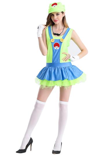 BFJFY Womens Super Mario Party Dress Up Halloween Costume Cosplay Green - BFJ Cosmart