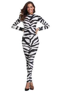 BFJFY Halloween Women‘s Cosplay Black White Striped Cowgirl Bodysuit - BFJ Cosmart