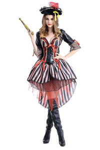 BFJFY Women Pirate Stripe Costume Halloween Cosplay Outfit - BFJ Cosmart