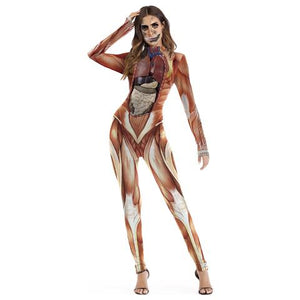 BFJFY Women's Cosplay Scary Halloween 3d Skull Viscera Blood Print Jumpsuit - BFJ Cosmart