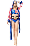 BFJFY Women Females Girls Boxer Halloween Costume Usa Flag Pattern - BFJ Cosmart