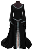 BFJFY Women V Neck Long Sleeve Medieval Long Dress Halloween Cosplay Costume - BFJ Cosmart