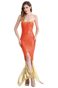 BFJFY Women Ladies Sexy Mermaid Cosplay Halloween Cosplay Costume Sequin Fish Tail Split Dress - BFJ Cosmart