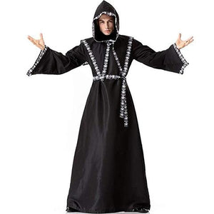BFJFY Men's Dark Mystic Sorcerer Robe Halloween Cosplay Costume Hooded Cape - BFJ Cosmart