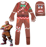 BFJFY Boy's Fortnite Cosplay Costume Gingerbread Man Jumpsuit For Halloween - BFJ Cosmart