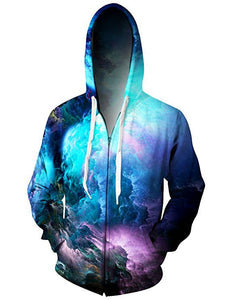 BFJmz Colorful Cloud Printing Hooded Sweater 3D Printing Coat Leisure Sports Sweater Autumn And Winter - BFJ Cosmart