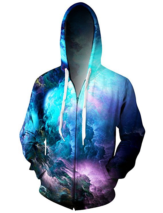 BFJmz Colorful Cloud Printing Hooded Sweater 3D Printing Coat Leisure Sports Sweater Autumn And Winter - BFJ Cosmart