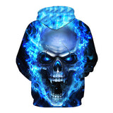 BFJmz Blue Flame Skull 3D Printing Coat Leisure Sports Sweater Autumn And Winter - BFJ Cosmart