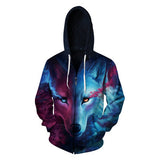 BFJmz Ice Fire Wolf 3D Printing Coat Zipper Coat Leisure Sports Sweater  Autumn And Winter - BFJ Cosmart