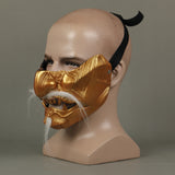 Cosplay Hero Ghost of Tsushima Sakai Gold Half Face Samurai Latex helmet Halloween Props - BFJ Cosmart