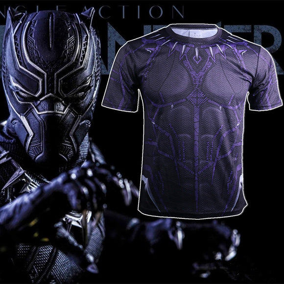 2018 Avengers: Infinity War Cosplay New Black Panther T-Shirt  Uniform 3D Sports T-Shirt Halloween Party - BFJ Cosmart
