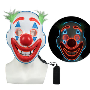 2019 Joker Pennywise LED Light Mask Stephen King Clown Cosplay Masks Green Hair Halloween Party Prop - BFJ Cosmart