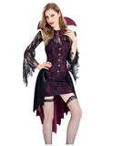 BFJFY Women's Halloween Vampire Countess Cosplay Dress Witch Bat Vampire Costume - BFJ Cosmart