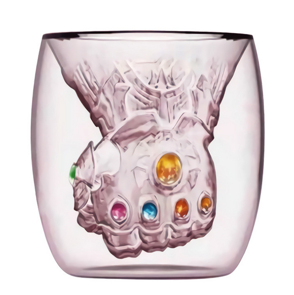 Avengers 4 Endgame Thanos Glove MugSakura Pink Double Wall Glass Mug Tea Coffee Cup Drink Glass - BFJ Cosmart