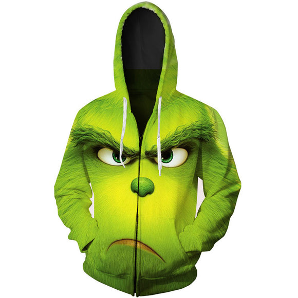 The Grinch hoodie Costume Cosplay Halloween Green Monkey 3D Digital Print Sweatshirt - BFJ Cosmart