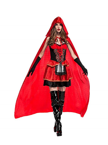 BFJFY Women's Sexy Red Hood Costume Dress With Attached Hood Cape Halloween Costume - BFJ Cosmart