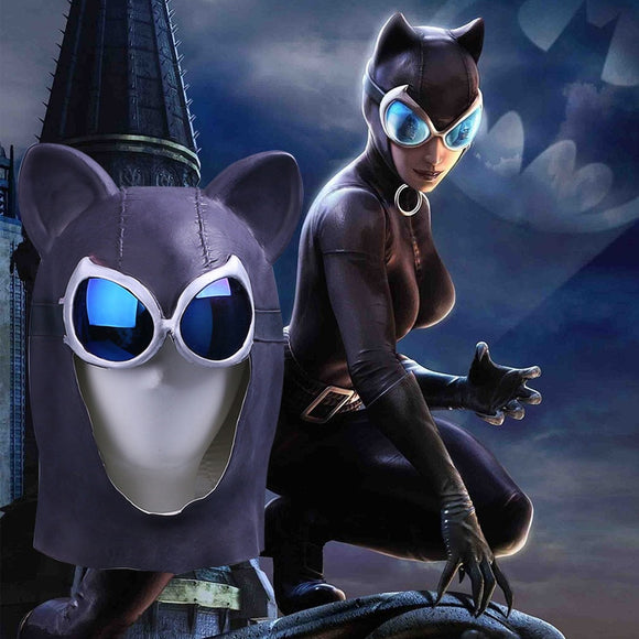 Halloween Black Catwoman Mask Cat Mask Batman Half Face Superhero Latex Mask - BFJ Cosmart