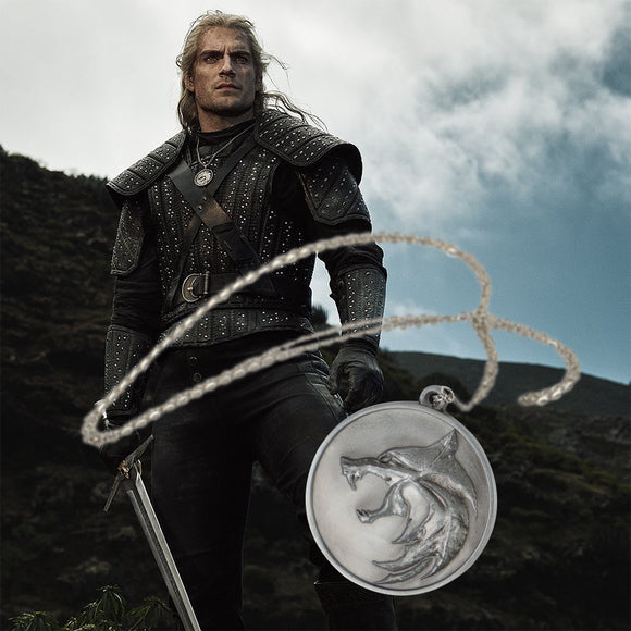 Cosplay The Witcher Wolf Head Necklace Geralt Chain Pendant Necklace Metal Cosplay Accessories Gift Props - BFJ Cosmart