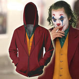 New 2019 Movie Joker Arthur Fleck Batman Clown  Joaquin Phoenix Sweatshirt Zipper Hoodie Coat Adult Halloween Cosplay Costume - BFJ Cosmart