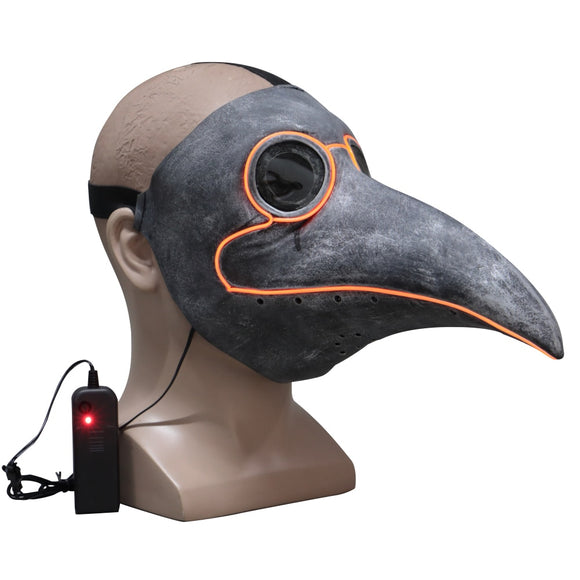 Steampunk Plague Bird Doctor Cosplay Mask Plague doctor Masks Latex LED Funny Event Holiday Halloween Party Costume Props - BFJ Cosmart