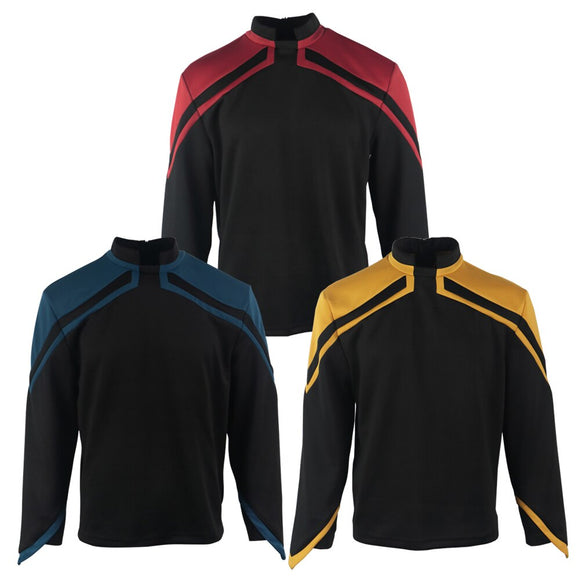 Star Trek Admiral JL Picard Uniform Cosplay Startfleet Male Red Gold Blue Men Top Shirts Coat Adult Halloween Costume Prop - BFJ Cosmart