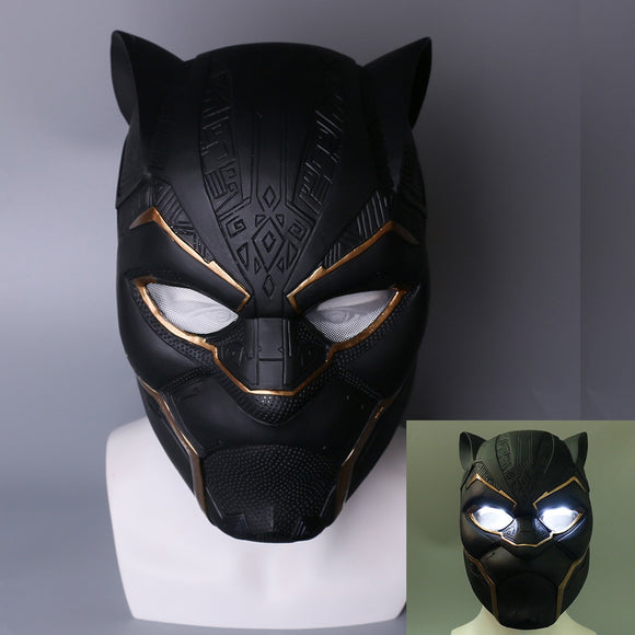 2018 New Gold Black Panther LED Helmet Avengers Black Panther Mask Superhero LED Helmet Halloween Party Props - BFJ Cosmart