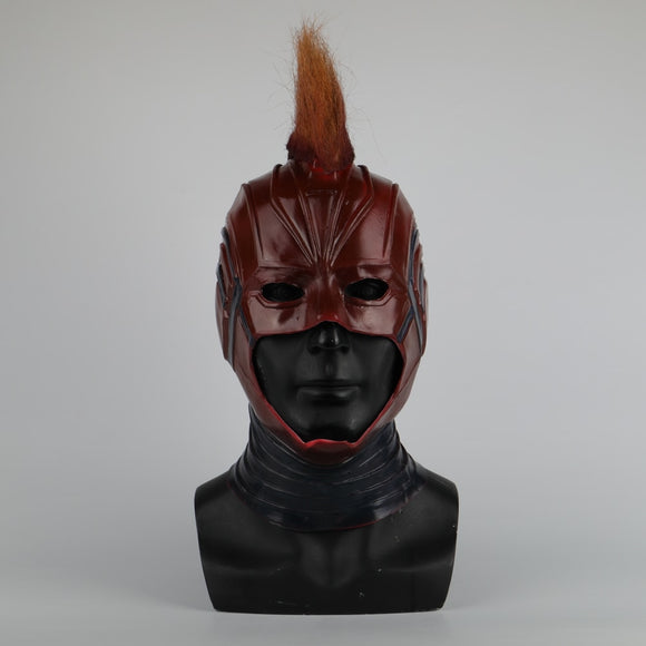 Captain Marvel Helmet Cosplay Prop Mask for Halloween Red with Yellow hair Latex Mask Halloween Cosplay Costume Prop - BFJ Cosmart