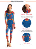 New 3D Women Girls Movie Version Captain Marvel Carol Danvers Cosplay Costume Zentai Superhero Bodysuit Suit Jumpsuits - BFJ Cosmart