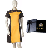 Star Trek Dress The Next Generation Women's Skant Uniform Costume Star Trek Yellow Dress With Badge Free Halloween Party - BFJ Cosmart